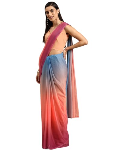 Ahalyaa Women's Polyester Sarees (AH-SMS-SRBL-9_Peach)