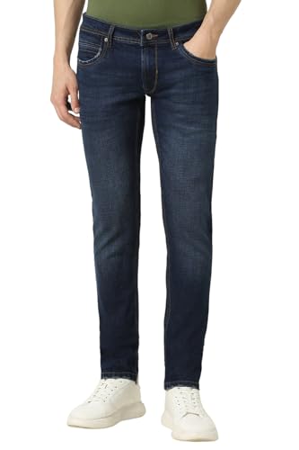 Peter England Men Navy Dark Wash Low Skinny Fit Jeans