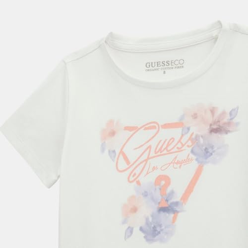 GUESS Pure White Cotton Blend Printed T-Shirt