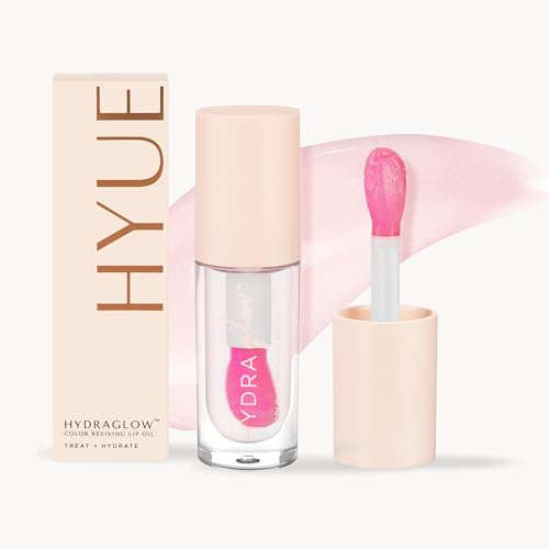 HYUE HydraGlow™ Lip Oil | Color Reviving | Intense 24HR Hydration | Non-Sticky | Lightweight Formula | 6 ml | With Cherry, Jojoba Oil, Kakadu Oil and Vitamin E | Crystal-like Shine | Chunky Applicator