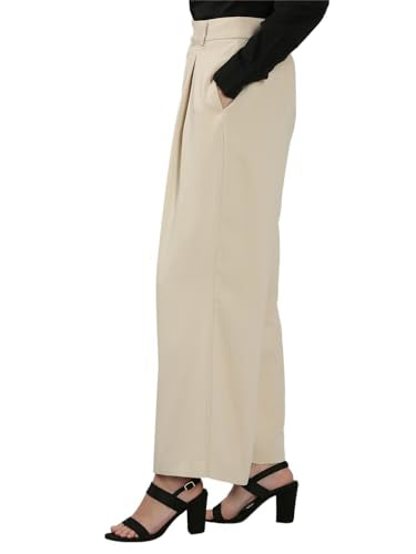 Vero Moda Women's Flared High Rise Beige Pants
