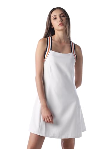 ONLY Women's Solid Fit and Flare White Dress