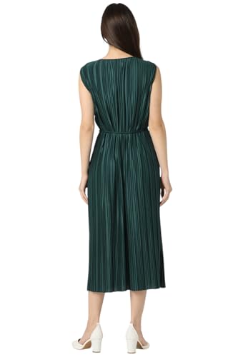 Van Heusen Women Green Textured Calf-Length Casual Dress
