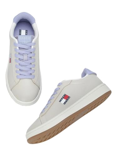 Solid Beige Leather Sneakers