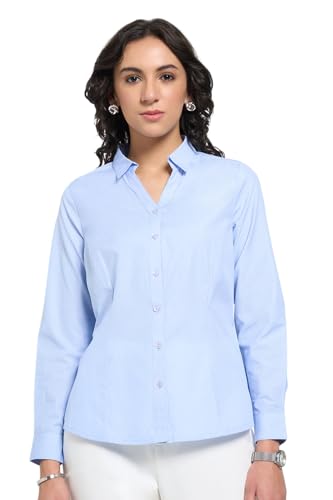 Annabelle by Pantaloons Women's Solid Regular Fit Shirt (110160214002_Placid Blue