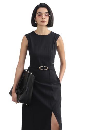 Women Black Stripe Formal Dress