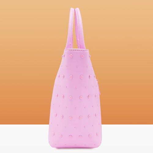 Caprese Midge Medium Tote Bag for Women | Stylish Faux Leather Shoulder Bag with Multi-Compartment, Adjustable & Detachable Strap | Fits Up to 16-Inch Laptop | Ideal for Work, Travel, Shopping (Pink)