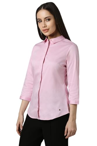 Van Heusen Women Pink Solid 3/4th Sleeves Formal Shirt