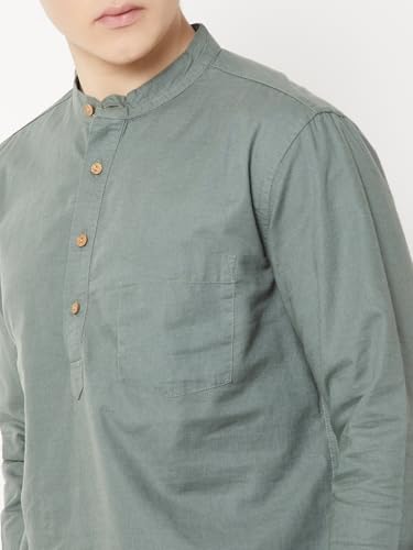 Max Men Solid Short Kurta (Green_L)