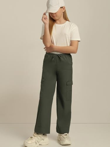 VERO MODA Girl Mid Rise Straight Fit Green Pants