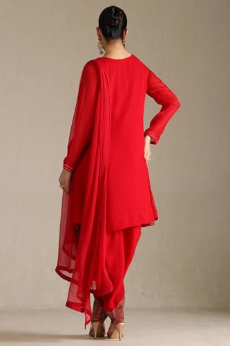 Soch Womens Red Georgette Suit Set With Stone Work