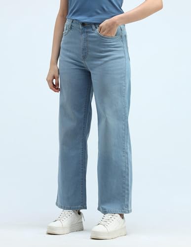 U.S. POLO ASSN. High Rise Wide Leg Jeans (UWAW24JEN268_Blue_32)