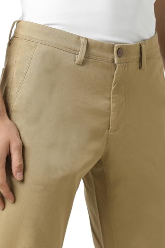 Men Khaki Solid Trousers