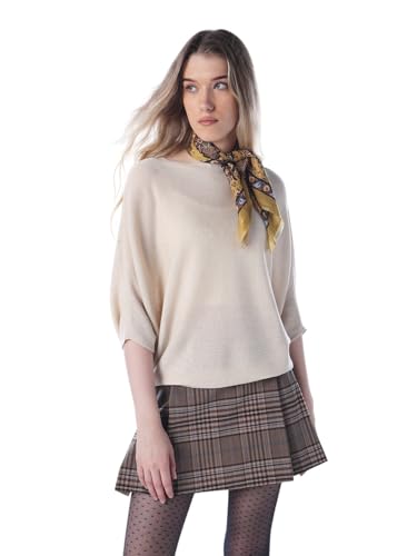 ONLY Women's Solid Oversized Fit Beige Sweater