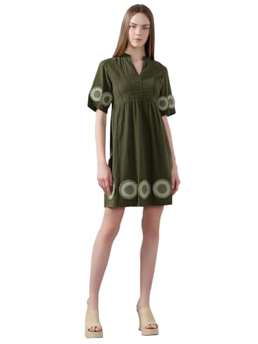 VERO MODA Women's Fit and Flare Green Dress