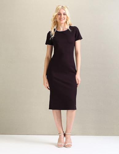 U.S. POLO ASSN. women's Polyester Sheath Midi Casual Dress (UWSS24DRS110_Wine