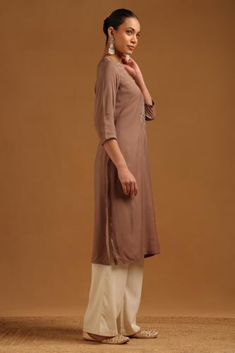 Soch Womens Earth Muslin Embroidered Kurta