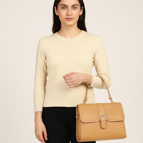 eske Vesta Shoulder Bag for Women | Cosmos Textured Leather | Magnetic Snap Closure | Dual Handles & Sling Strap | Spacious & Stylish Daily Handbag | Solid Pattern | Office, Casual & Travel Use