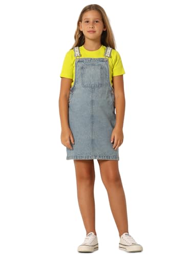 Vero Moda Girls Solid Cotton Blue Above Knee Length Dungaree Dress