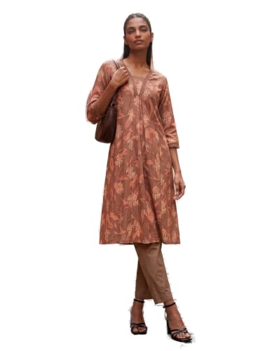Max Women Floral Print A-Line Kurta Set (Brown_XL)