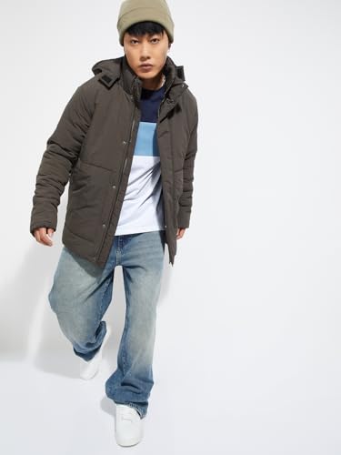 Max URB_N Men Solid Padded Jacket (Brown_L)