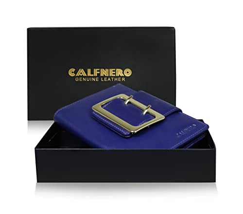 Calfnero Women's Genuine Leather Wallet-Long Purse Wallet with Multiple Card Slots, Zip Pocket and Note Compartments (Purple)