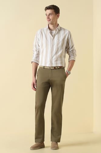 Men Khaki Textured Casual Trousers