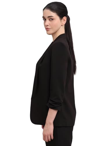 VERO MODA Womens Solid Single Breasted Blazer Jet Black