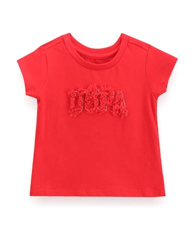 U.S. POLO ASSN. Kids Regular fit Cotton Appliqued Short Sleeves Crew Neck T-Shirts (UGTSH0362_Red_11-12Y)