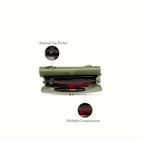 Caprese Edema Medium Sling Bag for Women with Adjustable Strap for Comfortable Wear | Flap with Magnetic Button Closure | Versatile Handbag for Everyday Use, Travel, & Special Occasions (Bottle Green)