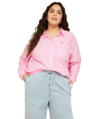 Max Women Striped Regular Fit Shirt (Pink_6XL)