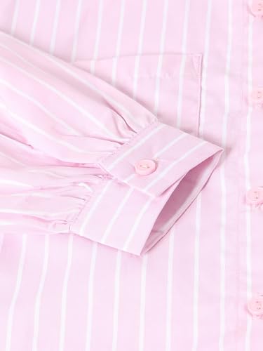 Max Girls Striped Regular Fit Shirt (Pink_3-4 Y)