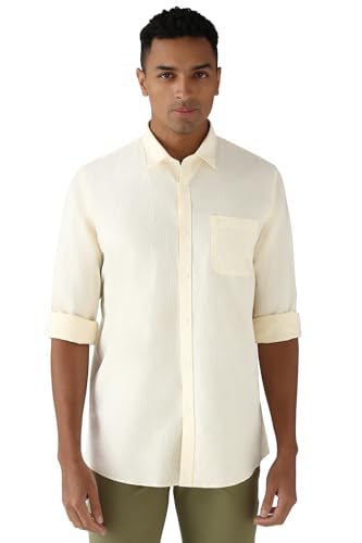 Peter England Men's Slim Fit Shirt (PCSFSSLP221769_Yellow