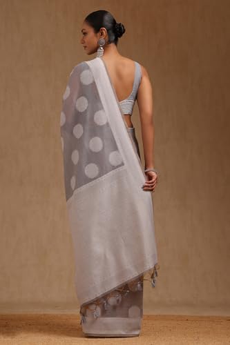 Soch Womens Blue Chanderi Woven Design Saree