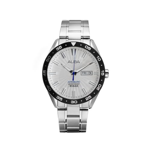 Alba A3B011X1 Silver White Patterned Dial Mechanical Watch
