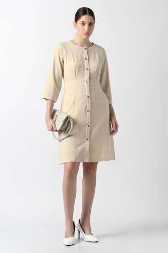 Women Beige Textured Formal Dress