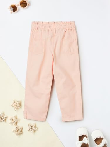 Max Girls Solid Mom Fit Trousers (Pink_4-6 Y)
