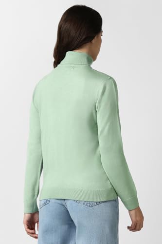 Van Heusen Women's Acrylic Turtle Neck Sweater (VWSWURGF121403_Light Green