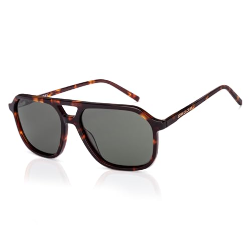 John Jacobs | Tortoise - Green Solid | Full Rim Square Stylish & Premium Sunglasses | JJ Tints | Polarized and 100% UV Protection (UV 400) | Men & Women | Extra Wide | JJ S17336