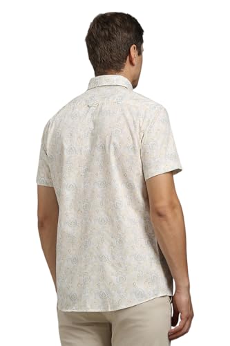 Louis Philippe Men White Slim Fit Print Half Sleeves Casual Shirt