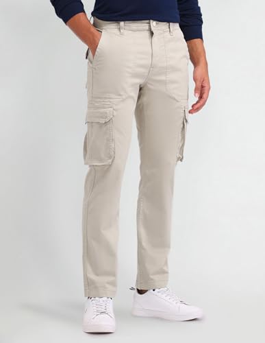U.S. POLO ASSN. Mens Straight Fit Overdyed Cargos (UDTROO001_Stone_34)