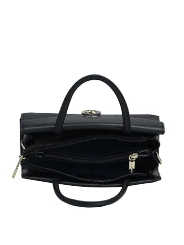 Da Milano Genuine Leather Black Satchel (Small) (01685OL)