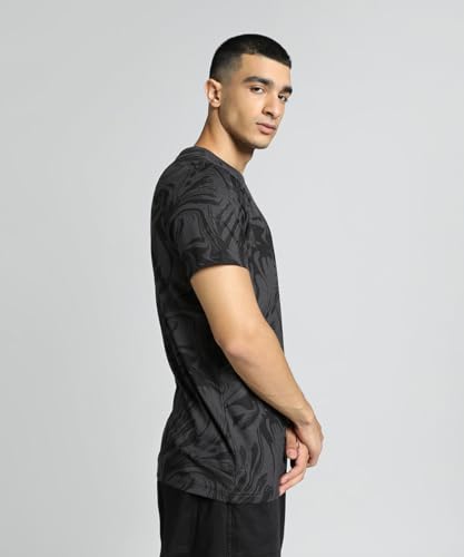 Puma Men's Graphic Print Slim Fit T-Shirt (676041_Asphalt-White