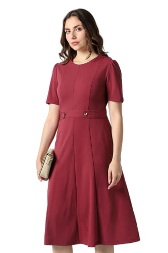 Women Maroon Solid Formal Dress