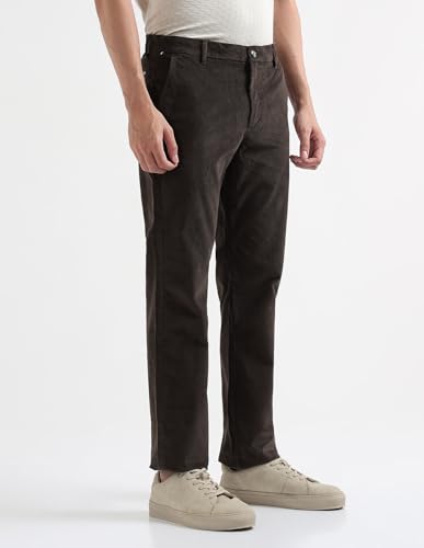 Arrow Sport Men's Corduroy Solid Trousers (ASAKTR2443_Brown_40)