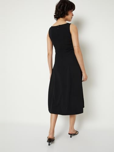 Max Women's Cotton Blend A-Line Below The Knee Dress (T26TT1001_Black