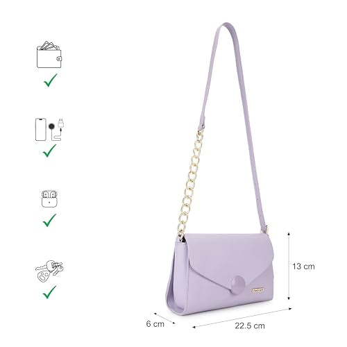 Fastrack Structured Monochrome Sling Bag for Women, Girls and Ladies | with Semi-Chain Strap
