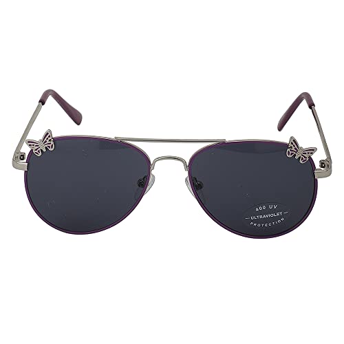 Carlton London Girl's Black Lens & Silver-Toned Aviator Sunglasses with UV Protected Lens