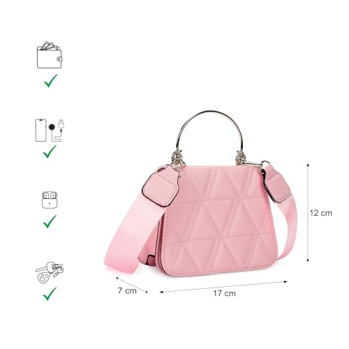 Fastrack Quilted pink Sling Bag for Women | Lightweight Crossbody with Adjustable Webbing Strap, Button Closure & Clean Stitch Detail | Everyday Carry for Casual Outings & Coffee Runs