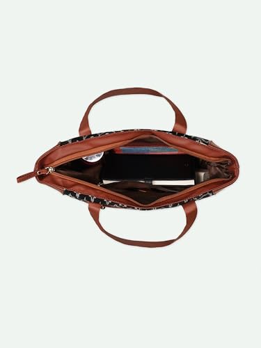 ZOUK Nawabi Couture Floral Printed Women Jute Vegan Leather Red & Beige Side Tote Bag For Ladies With Double Handle